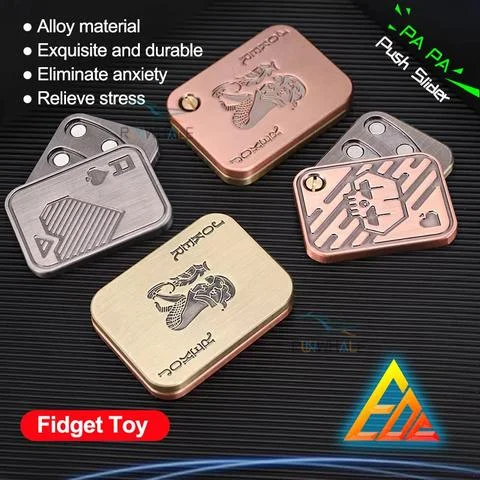 EDC Push Slider Metal Fidget Anti Stress Toys Adults Finger Spinner Poker Relieve Anxiety Toy Portable Pop Magnetic Slider Games - Image 2